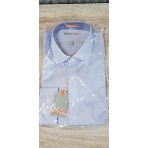 NIP LT Blue Van Heusen Traveler Azure Fitted Long Sleeve Dress Shirt 36/37 17.5
